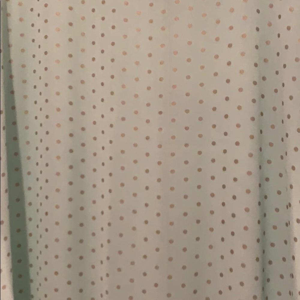 Mint green shirt with gold polka dots